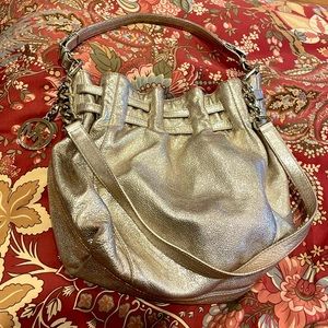 Gold Leather Michael Kors Hobo Bag